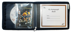 Opened Black Square Zippered Autograph Book